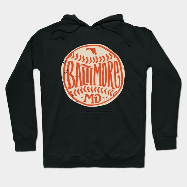 Hand Drawn Baseball for Baltimore with custom Lettering Hoodie by goodwordsco